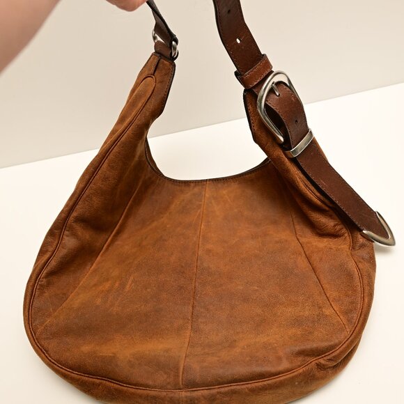 FRYE Distressed Jacqui Hobo Leather Shoulder Bag - Picture 4 of 7